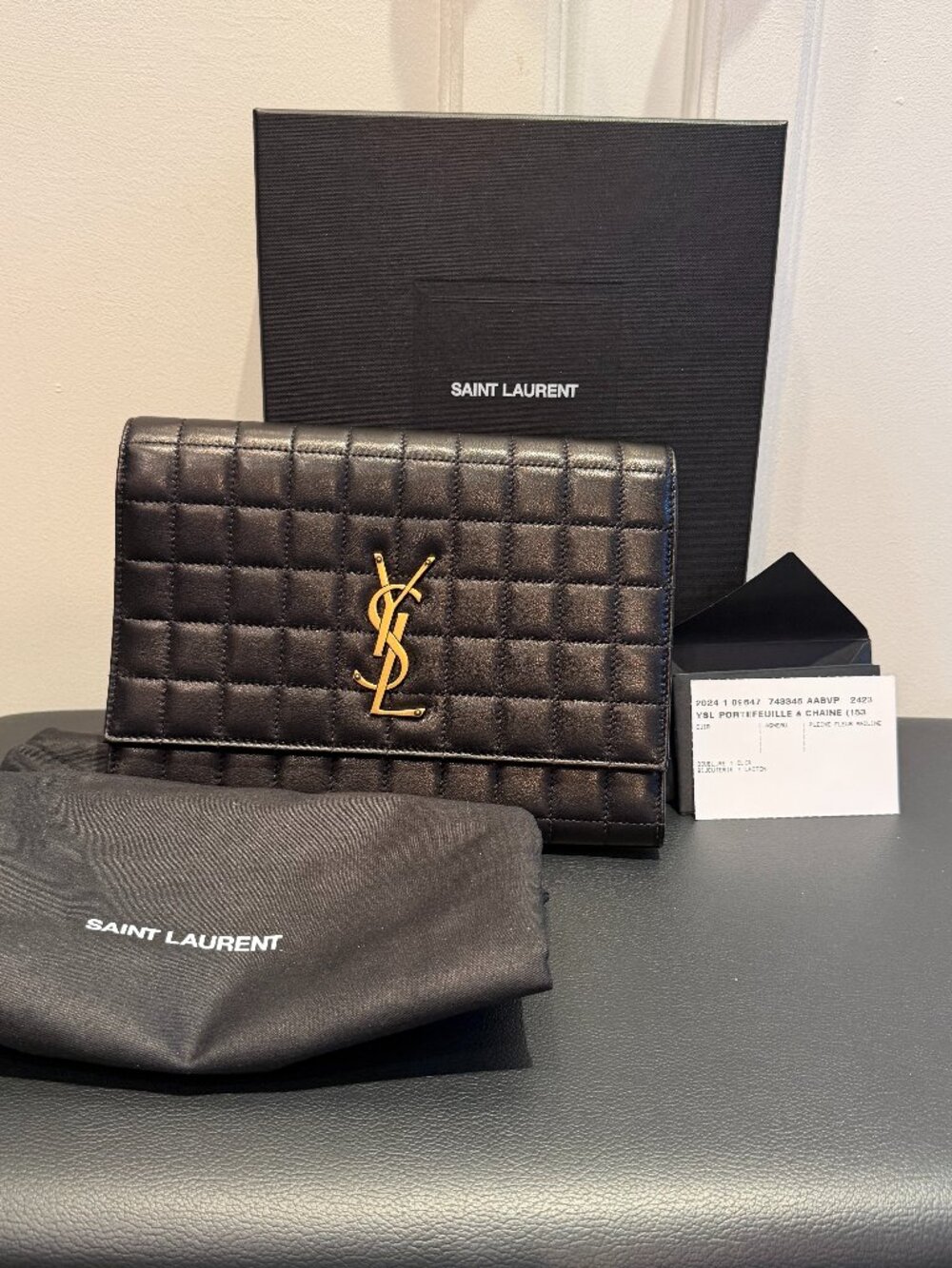 NWOT YSL Saint Laurent Monogram Flap Clutch Box & Dust Bag - Picture 2 of 10
